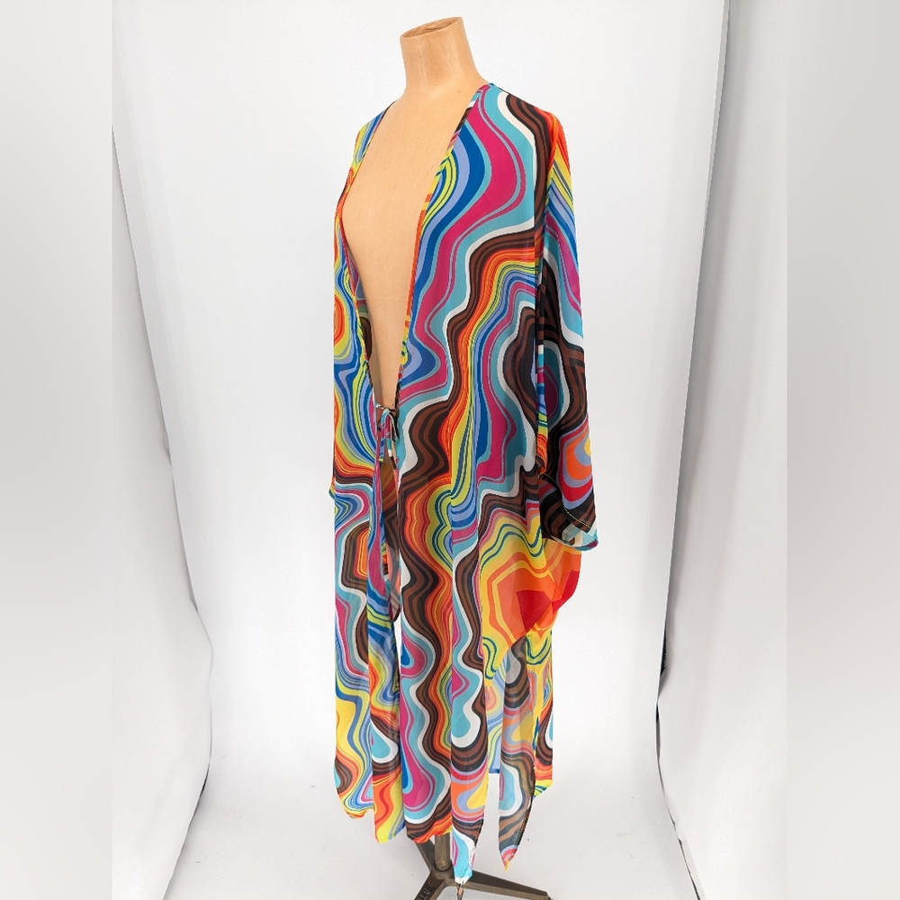 NWT Kaftko x Billy Porter Pride Psychedelic Kaftan Front Tie Size 50 Unisex - Picture 7 of 16